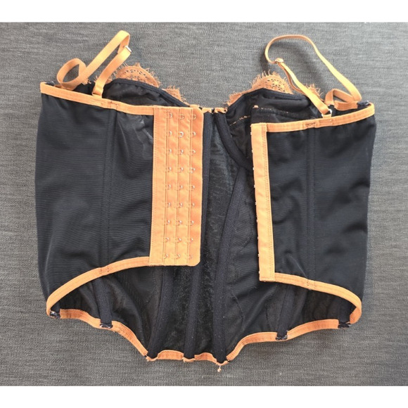 Urban Outfitters Out From Under Corset Top Black Orange Lace Trim Y2K Bustier Md - Picture 4 of 7